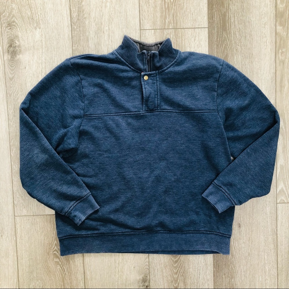 ORVIS 1/4 ZIP SNAP LONG SLEEVE PULLOVER SWEATER BLUE XL